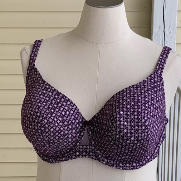 Cacique Purple Floral Cooling French Full Coverage Bra Underwire 42DDD - Picture 1 of 8